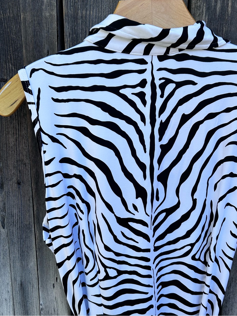 NWT J. McLaughlin Dolly Sleeveless Shirt Collar Dress Zebra White Black L - Picture 12 of 16